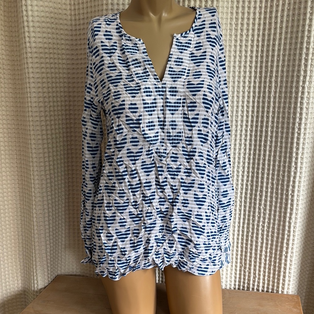 Tommy Hilfiger Blue and White Swim Coverup